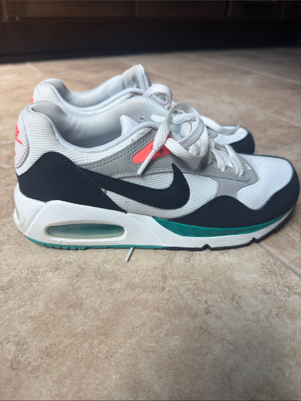 Nike White and Black Sneakers with Teal and Coral Accents - Picture 3 of 6